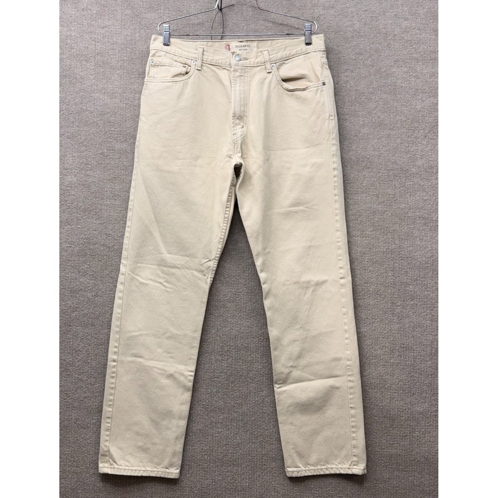 Levis 505 Jeans Mens 36x34 Tan Regular Fit Straight Leg Classic